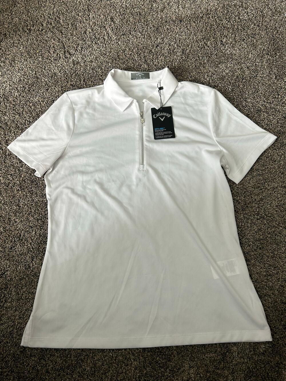 Calloway Womens Medium White 1/4 Zip Polo Shirt (NWT)